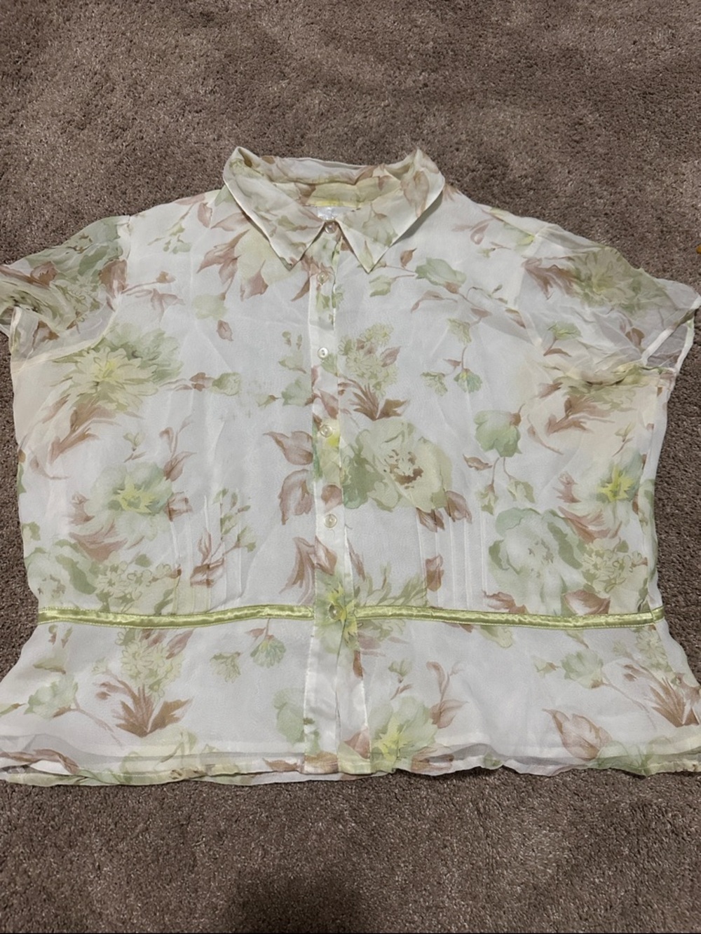 100% Silk  Floral Button-Front Blouse